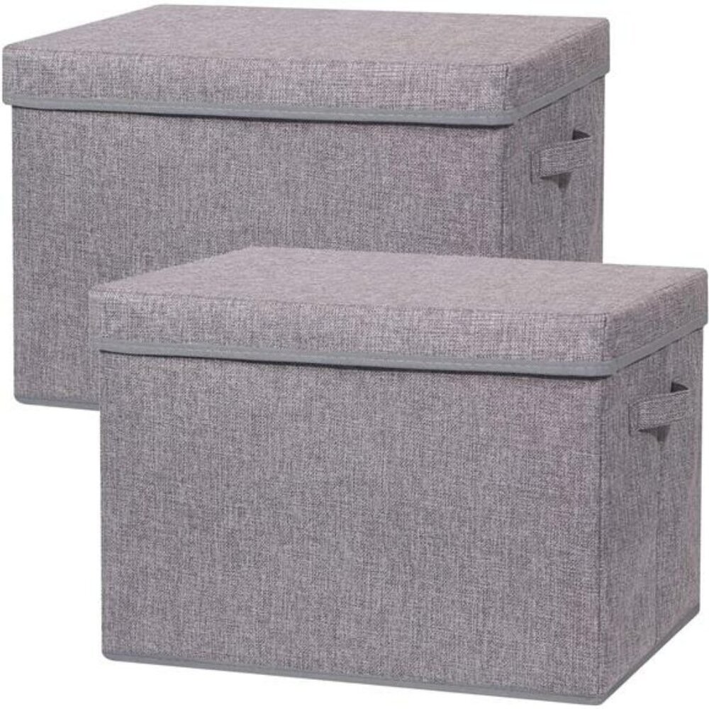 2 pack large foldable fabric storage bins with lids closet clothes organizer box